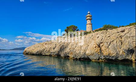 Leuchtturm in der Bucht von Pollenca, Mallorca, Balearen, Spanien, Mittelmeer, Europa Copyright: MichaelxRunkel 1184-12787 Stockfoto