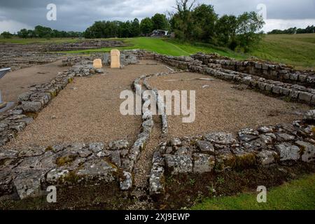 Tempel des Jupiter Dolichenus bei Vindolanda, einer römischen Hilfsfestung südlich der Hadriansmauer in Nordengland, die es früher datiert hat Stockfoto