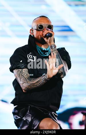 Mailand, Black Eyed Peas treten im Konzert auf der Fiera Milano Live Rho 2024 auf. Auf dem Foto: Tabu Stockfoto