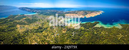 Lopar auf der Insel Rab aus der Vogelperspektive, Inselgruppe Kroatiens Stockfoto