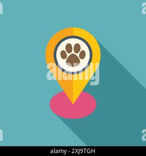 Standort-PIN, die auf einen Ort verweist, der mit Haustieren in Verbindung steht, z. B. Tierarzt, Tierhandwerk oder Hundepark Stock Vektor