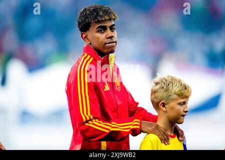 Lamine Yamal, Spanien, spielte im Finale der UEFA Euro 2024 im Olympiastadion am 14. Juli 2024 in Berlin. (Foto: Bagu Blanco / PRESSINPHOTO) Stockfoto