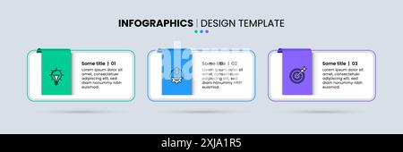 Infografik-Vorlage mit Symbolen und 3 Optionen oder Schritten. Kann für Workflow-Layout, Diagramm, Banner, webdesign verwendet werden. Vektorgrafik Stock Vektor