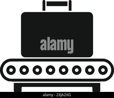 Ein einzelner Koffer wird auf einem Gepäckkarussell am Flughafen mitgenommen Stock Vektor