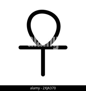 Ankh-Symbol in dünner Linienkontur und linearem Vektorzeichen Stock Vektor