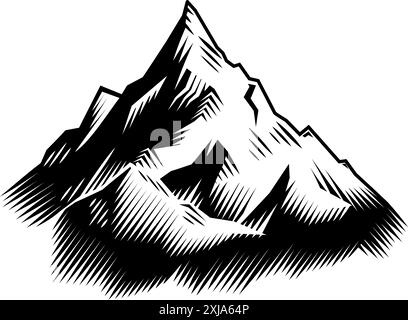 Bergwelt Range Zeichnung Im Holzschnitt Stock Vektor