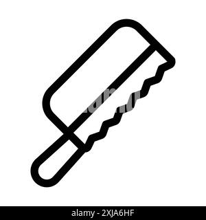 Bügelsäge-Symbol in dünner Linienkontur und linearem Vektorzeichen Stock Vektor