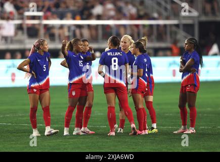 Washington, DC, USA. Juli 2024. USWNT wurde während eines Ausstellungsspiels zwischen der United States Women's National Team und Costa Rica im Audi Field in Washington, DC am 16. Juli 2024 gezeigt. Quelle: Mpi34/Media Punch/Alamy Live News Stockfoto