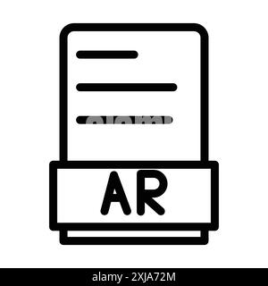 AR File Document Symbol in dünner Linienkontur und linearem Vektorzeichen Stock Vektor