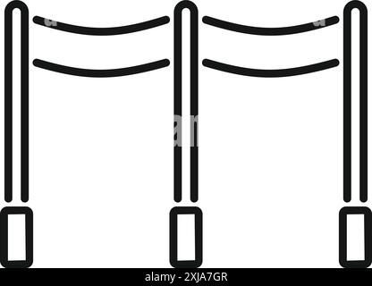 Museumsbarriere, die eine Trennlinie für Personen schafft, die in der Schlange stehen oder sich eine Ausstellung ansehen Stock Vektor