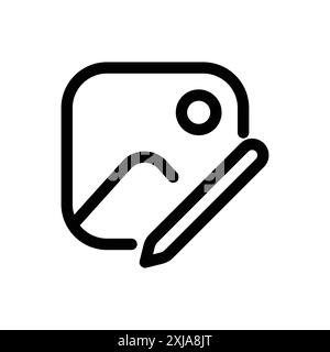 Bildsymbolsatz in dünner Linienkontur und linearem Vektorzeichen bearbeiten Stock Vektor