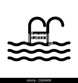 Swimmingpool-Symbol in dünner Linie und linearem Vektorzeichen Stock Vektor
