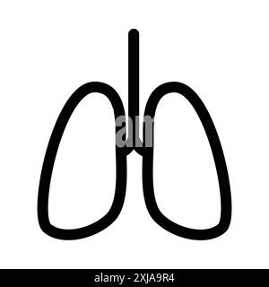 Lungen-Symbol in dünner Linienkontur und linearem Vektorzeichen Stock Vektor