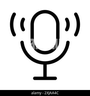 Podcast-Symbol in dünner Linienkontur und linearem Vektorzeichen Stock Vektor