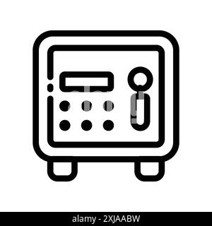 Das Symbol für den Tresor ist in Form einer dünnen Linienkontur und eines linearen Vektorzeichens festgelegt Stock Vektor