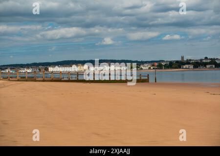 Blick auf Exmouth auf der anderen Seite des Flusses exe von Dawlish Warren, Devon Stockfoto