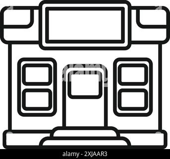 Einfache Linienzeichnung einer modernen Ladenfassade mit großen Fenstern Stock Vektor
