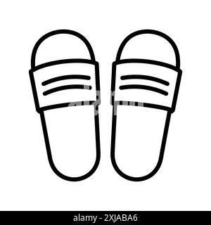Das Symbol für Pantoffeln ist in Form einer dünnen Linienkontur und einem linearen Vektorzeichen festgelegt Stock Vektor
