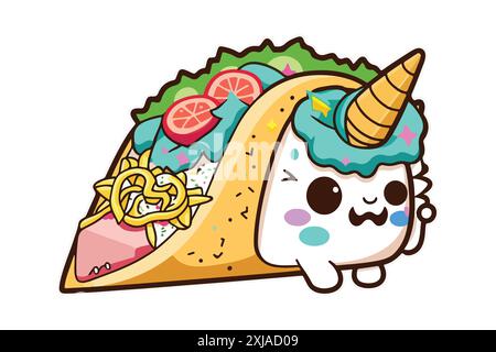 Unicorn Taco Vektor-Illustration Stock Vektor