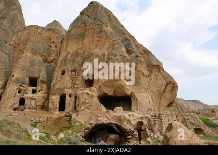 Die Kathedrale von Selime mit ihren in den Felsen gehauenen religiösen Gebäuden, Türkei Stockfoto