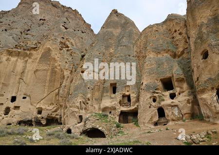 Die Kathedrale von Selime mit ihren in den Felsen gehauenen religiösen Gebäuden, Türkei Stockfoto