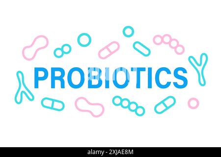 Probiotika Bakterien Logo Design Umrisssymbol Stock Vektor