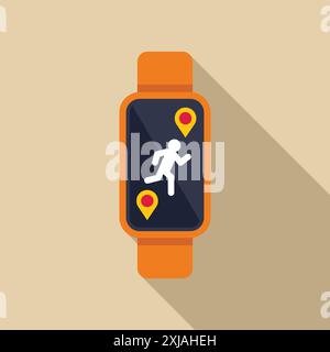 Smartwatch zeigt Laufmann und gps-Ortung Stock Vektor