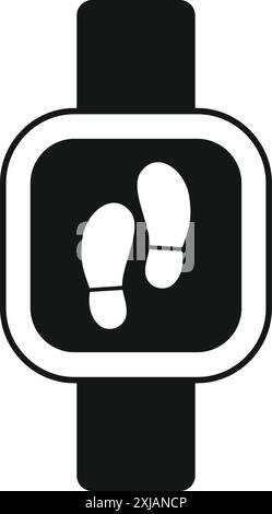 Smartwatch mit dem Symbol für Fußabdrücke in schlichtem Stil auf weißem Hintergrund Stock Vektor
