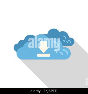 Daten werden vom Cloud-Speicherdienst heruntergeladen, wobei der Pfeil nach unten zeigt Stock Vektor
