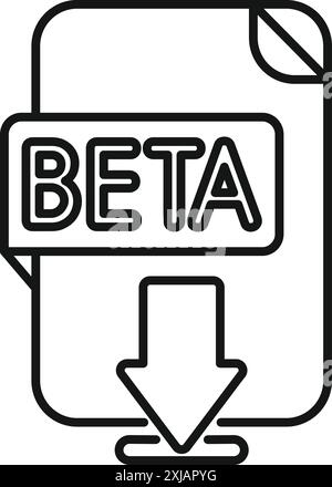 Symbol für das Herunterladen eines Dokuments, das den Erwerb von Beta-Software angibt Stock Vektor