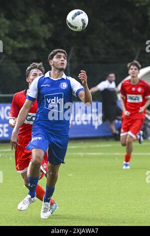 Gent, Belgien. Juli 2024. Jong Gent's Jassim Mazouz ein Spiel zwischen Jong Gent (KAA Gent's U23) und Jong Kortrijk (KV Kortrijk's U23) in der Chillax Arena in Oostakker, Gent, Mittwoch, 17. Juli 2024. BELGA FOTO FREDERIC SIERAKOWSKI Credit: Belga News Agency/Alamy Live News Stockfoto