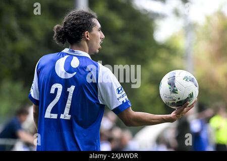 Gent, Belgien. Juli 2024. Jong Gent's Bilal Sanhaji ein Spiel zwischen Jong Gent (KAA Gent's U23) und Jong Kortrijk (KV Kortrijk's U23) in der Chillax Arena in Oostakker, Gent, Mittwoch, 17. Juli 2024. BELGA FOTO FREDERIC SIERAKOWSKI Credit: Belga News Agency/Alamy Live News Stockfoto