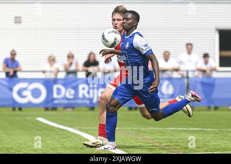 Gent, Belgien. Juli 2024. Jong Gent's Abubakar Idris Abdullahi ein Spiel zwischen Jong Gent (KAA Gent's U23) und Jong Kortrijk (KV Kortrijk's U23) in der Chillax Arena in Oostakker, Gent, Mittwoch, 17. Juli 2024. BELGA FOTO FREDERIC SIERAKOWSKI Credit: Belga News Agency/Alamy Live News Stockfoto