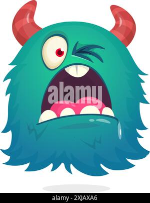 Wütendes fliegende Monster mit lustigem Gesicht. Halloween-Vektor-Illustration. Stock Vektor