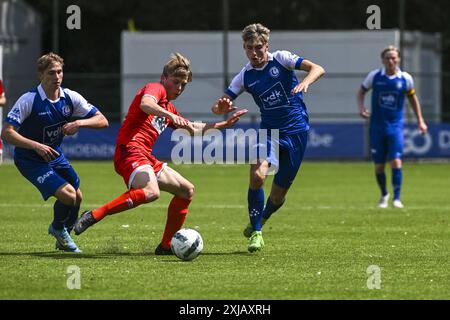 Gent, Belgien. Juli 2024. Jong Gent's Oleksandr Soroka ein Spiel zwischen Jong Gent (KAA Gent's U23) und Jong Kortrijk (KV Kortrijk's U23) in der Chillax Arena in Oostakker, Gent, Mittwoch, 17. Juli 2024. BELGA FOTO FREDERIC SIERAKOWSKI Credit: Belga News Agency/Alamy Live News Stockfoto