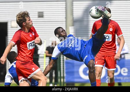 Gent, Belgien. Juli 2024. Jong Gent's Abubakar Idris Abdullahi ein Spiel zwischen Jong Gent (KAA Gent's U23) und Jong Kortrijk (KV Kortrijk's U23) in der Chillax Arena in Oostakker, Gent, Mittwoch, 17. Juli 2024. BELGA FOTO FREDERIC SIERAKOWSKI Credit: Belga News Agency/Alamy Live News Stockfoto