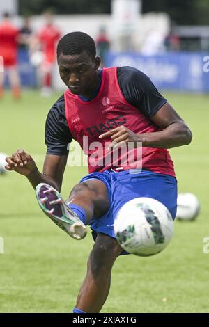 Gent, Belgien. Juli 2024. Jong Gent's Abubakar Idris Abdullahi ein Spiel zwischen Jong Gent (KAA Gent's U23) und Jong Kortrijk (KV Kortrijk's U23) in der Chillax Arena in Oostakker, Gent, Mittwoch, 17. Juli 2024. BELGA FOTO FREDERIC SIERAKOWSKI Credit: Belga News Agency/Alamy Live News Stockfoto