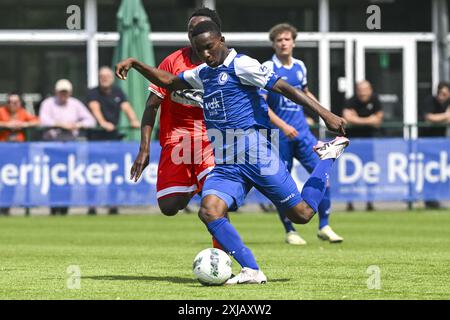 Gent, Belgien. Juli 2024. Jong Gent's Abubakar Idris Abdullahi ein Spiel zwischen Jong Gent (KAA Gent's U23) und Jong Kortrijk (KV Kortrijk's U23) in der Chillax Arena in Oostakker, Gent, Mittwoch, 17. Juli 2024. BELGA FOTO FREDERIC SIERAKOWSKI Credit: Belga News Agency/Alamy Live News Stockfoto