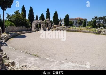 Cimiez Arenas, antike römische Amphitheater-Ruinen in Nizza, Südfrankreich, 2018. Quelle: Vuk Valcic / Alamy Stockfoto