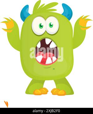 Glückliche Zeichentrickmonster Vektor-Illustration. Stock Vektor