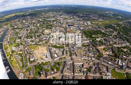 Luftbild, Stadtzentrum Mitte, Innenstadt, City, Mercator Quartier und Rathaus, Königstraße mit Blick zum Hauptbahnhof Hbf, Erdkugel, Fisheye Aufnahme, Fischaugen Aufnahme, 360 Grad Aufnahme, Tiny World, Little Planet, Fisheye Bild, Stadtzentrum Mitte, Innenstadt, Stadt, Mercator Quartier, Duisburg, Ruhrgebiet, Nordrhein-Westfalen, Deutschland ACHTUNGxMINDESTHONORARx60xEURO *** Luftaufnahme, Stadtzentrum, Innenstadt, Stadt, Mercator Quartier und Rathaus, Königstraße mit Blick zum Hauptbahnhof Hbf, Erdkugel, Fischaugenbild, Fischaugenbild, 360°-Bild, winzige Welt, kleiner Planet, Fisheye ima Stockfoto