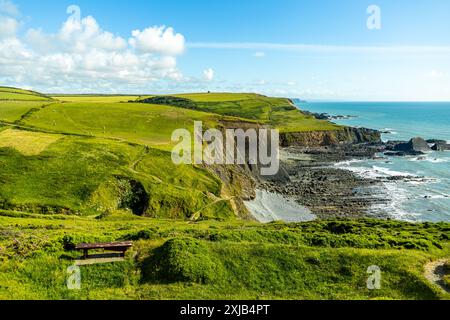 Ein wunderschöner Spaziergang zum Hartland Point mit seinem wunderschönen Leuchtturm und atemberaubendem Meerblick Stockfoto