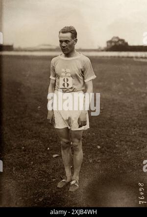 Finlands-Athlet Paavo Nurmi (1897–1973) bei den Olympischen Spielen in Paris 1924 in Frankreich - unbekannter Autor Stockfoto