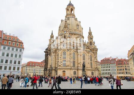 Frauenkirche oder Kirche unserer Lieben Frau. Lutherische Kirche in Dresden, Sachsen. Stockfoto