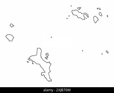 Seychellen-Umrisskarte isoliert auf weißem Hintergrund Stock Vektor