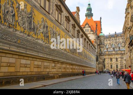 Fürstenzug oder Fürstenzug. Dresden, Sachsen, Deutschland. Stockfoto