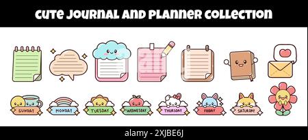 Nettes Journal und Planer Vektor Illustration Set Stock Vektor