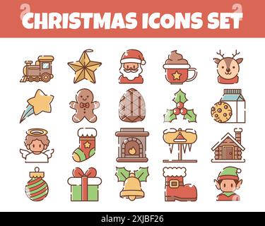 Weihnachtssymbole setzen Vektorillustration Stock Vektor