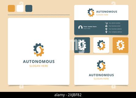 Logo-Design mit verriegelten Zahnrädern, die Buchstaben s bilden Stock Vektor