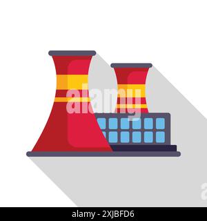 Industrielandschaft mit Fabrikgebäuden, die durch Schornsteine verschmutzenden Rauch erzeugen Stock Vektor